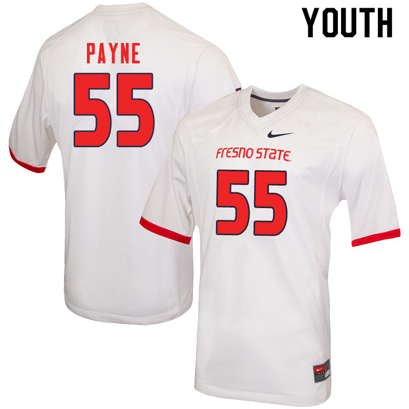 Youth #55 Leonard Payne Fresno State Bulldogs College Football Jerseys Sale-White - Click Image to Close